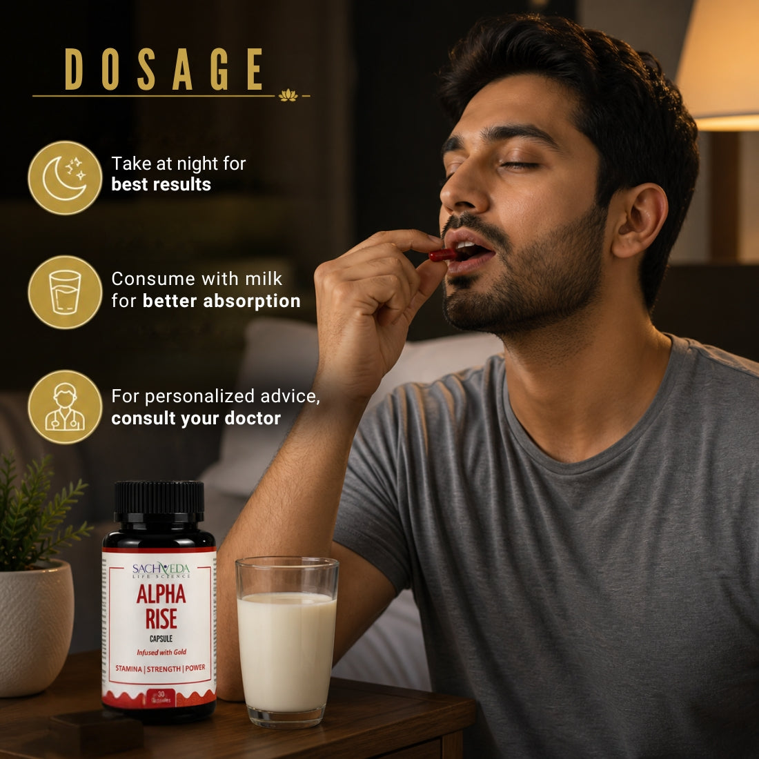 Alpha Rise Gold-Infused Ayurvedic Capsules | Strength, Vitality & Wellness Support | Buy1Get1 Free