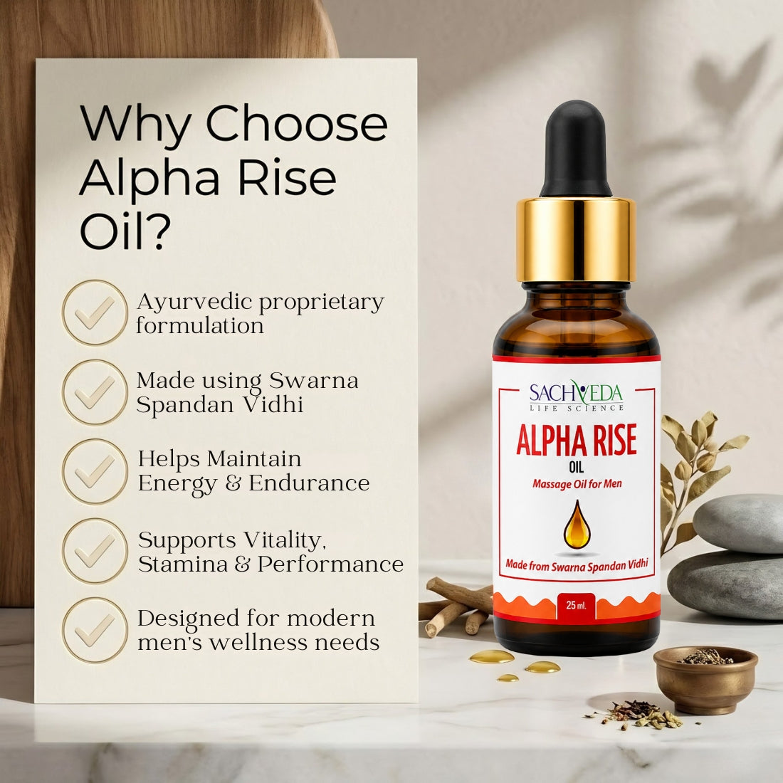 Alpha rise Oil | Ayurvedic Massage Oil for Men’s Confidence & Vitality | Buy1Get1 Free