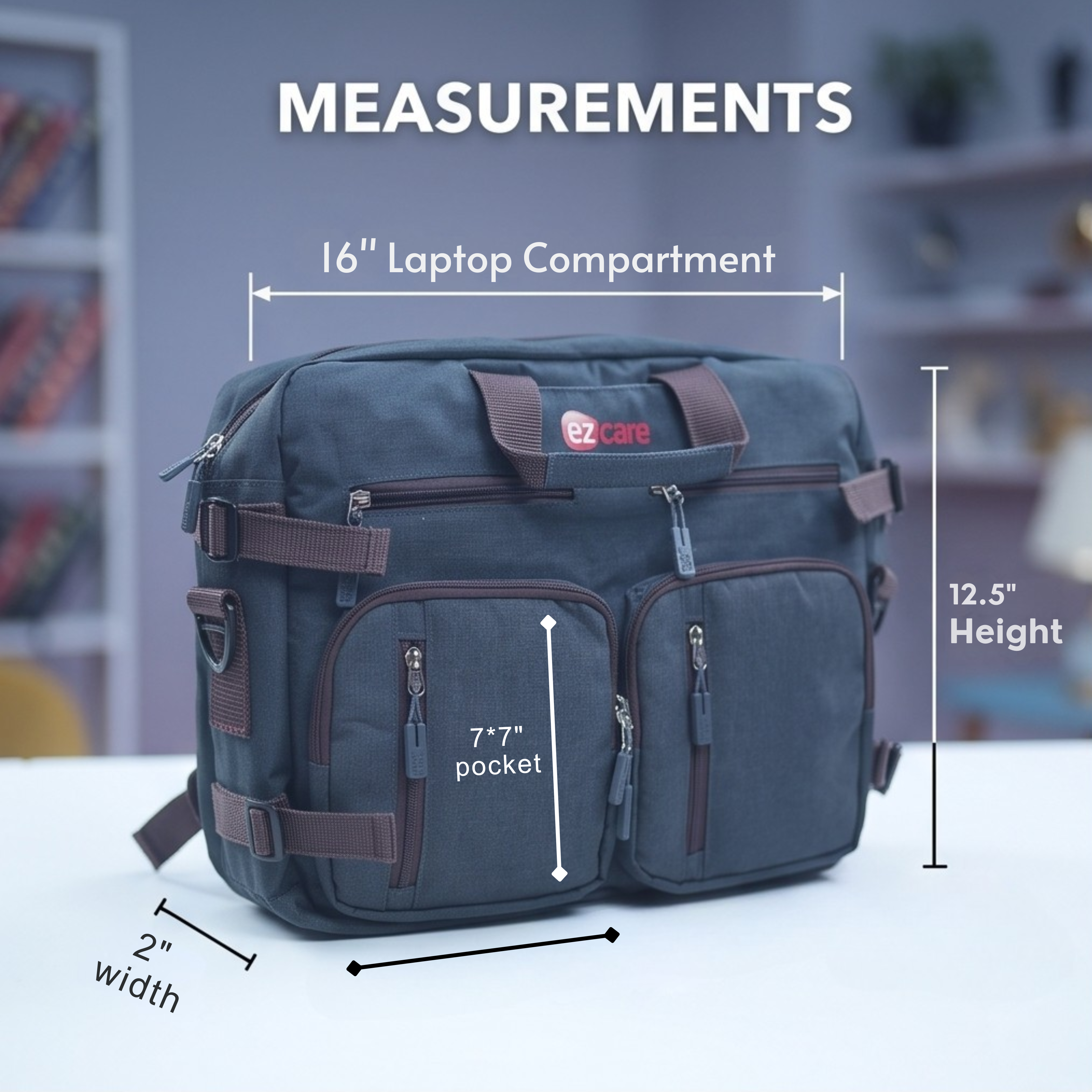 Ezcare Backpack cum Laptop cum Travel Bag (Fits up to 15.6" Laptop), Padded Sleeve for Laptop and Tablet separately, Detachable Shoulder Strap, Carry Handle, Multiple Organisers, Daily Office Stationary Organiser,  Triple Carry Style options.