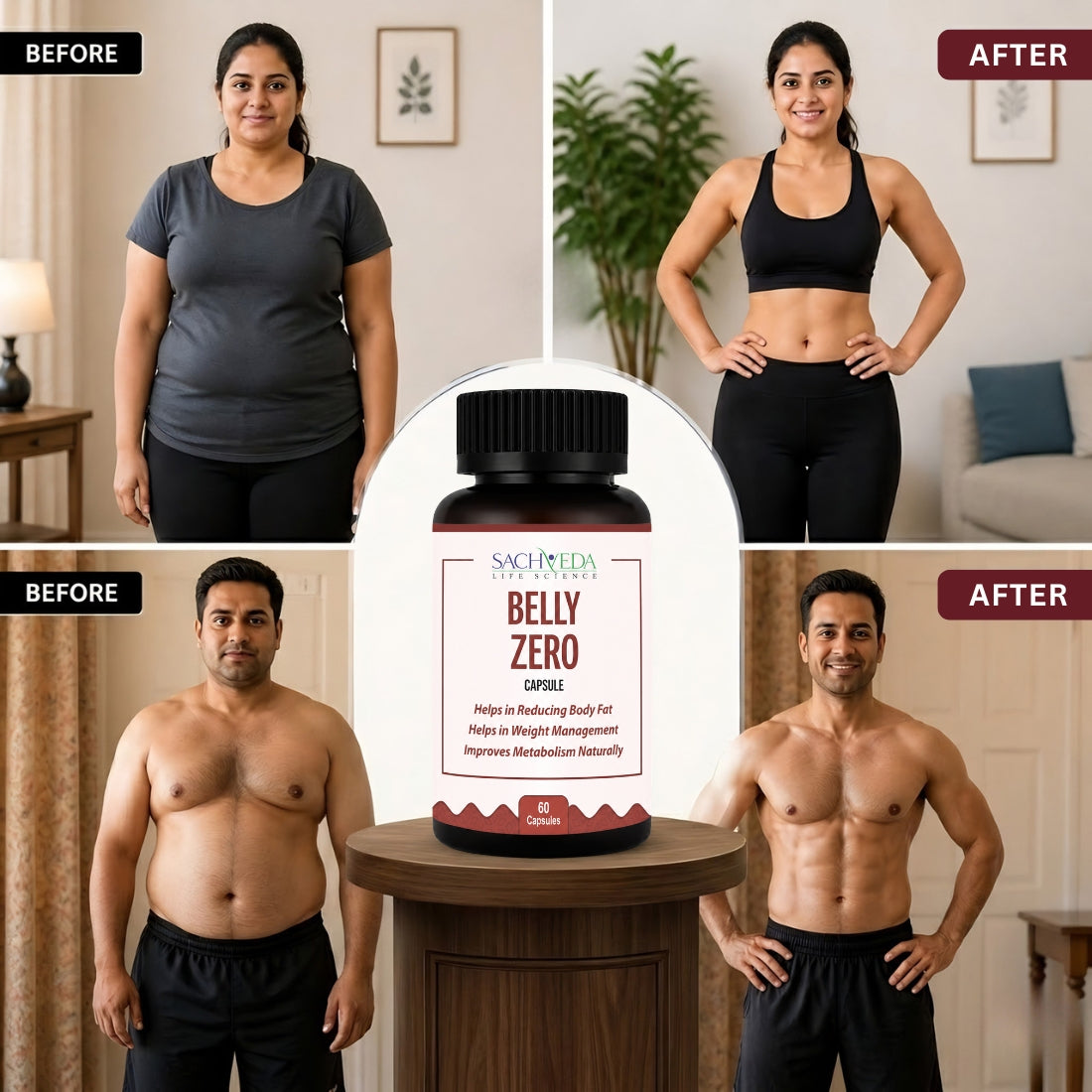 Sachveda Belly Zero Capsules | Ayurvedic Weight Management & Metabolism Support | Buy1Get1 Free
