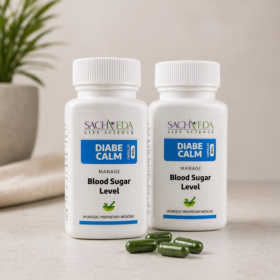 Sachveda Diabe Calm Capsules – Ayurvedic Support for Type 2 Diabetes | Buy1Get1 Free