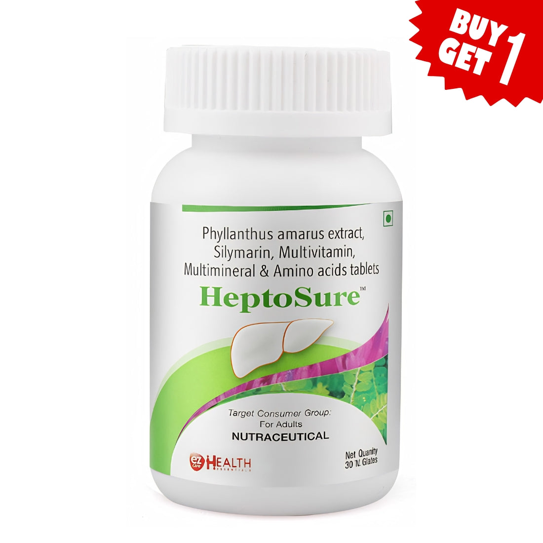 🎁 Heptosure ( Nutraceutical) Liver Support Supplement – Advanced Detox & Hepatic Shield | With Silymarin (Milk Thistle), Phyllanthus Amarus (Bhoomi Amla) & L-Glutathione | For Fatty Liver, Detoxification & Enzyme Balance. (100% off)