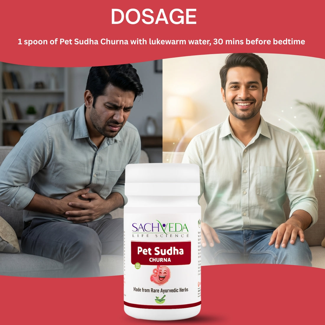 Sachveda Pet Sudha Churna | Ayurvedic Relief for Gas, Constipation & Digestion | Buy1Get1 Free