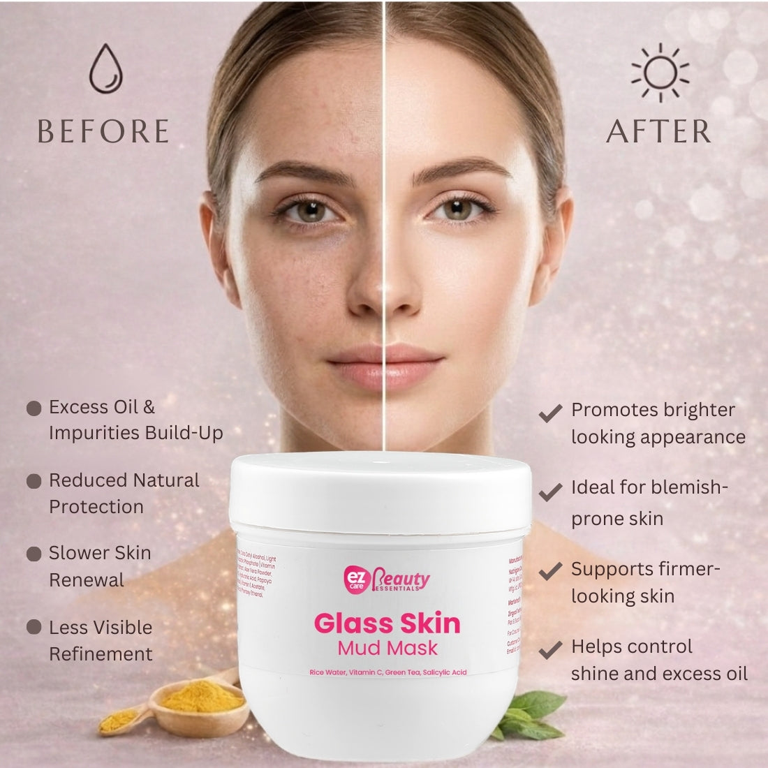 Ezcare Glass Skin Mud Mask | Buy1Get1 Free