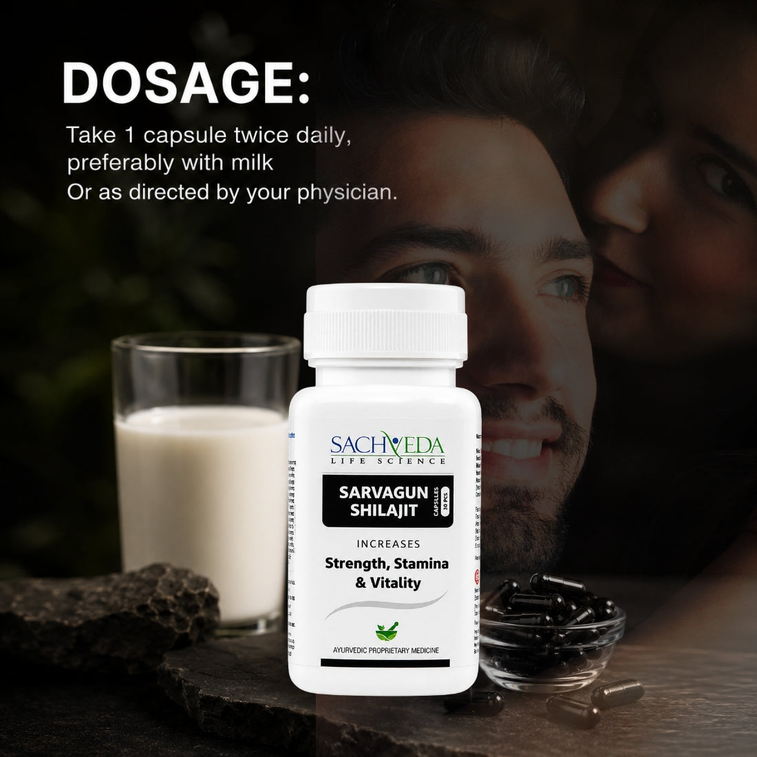 Sarvagun Shilajit Capsules | Ayurvedic Strength, Stamina & Vitality Support | Buy1Get1 Free