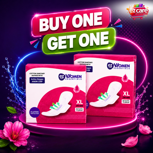 🎁 Ezcare Women Essential Sanitary Napkins With Active Oxygen Anion Chip - XL (280mm) | Buy1Get1 Free (100% off)